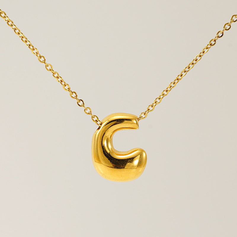 Wholesale Glossy bubble letter necklace for women 26 English letter pendants